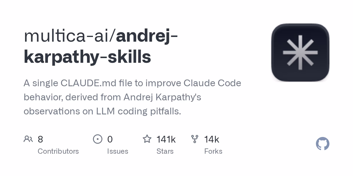 andrej-karpathy-skills 仓库的 CLAUDE.md 截图