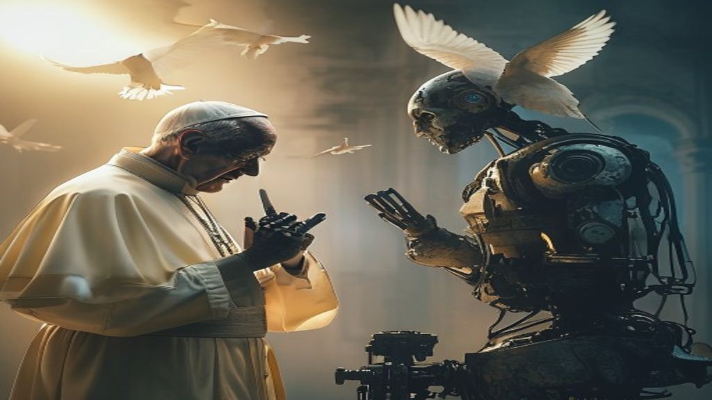 教皇呼吁禁用 AI 武器示意